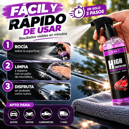 Spray Protector 3 en 1 para Auto | Limpia, Pule y Protege 150 ml