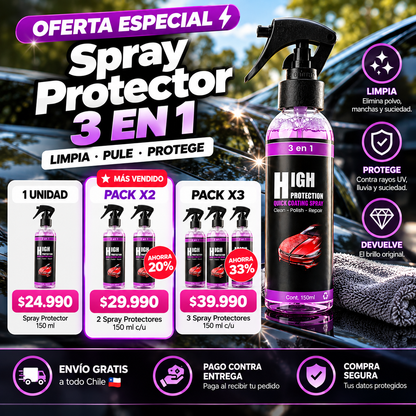 Spray Protector 3 en 1 para Auto | Limpia, Pule y Protege 150 ml